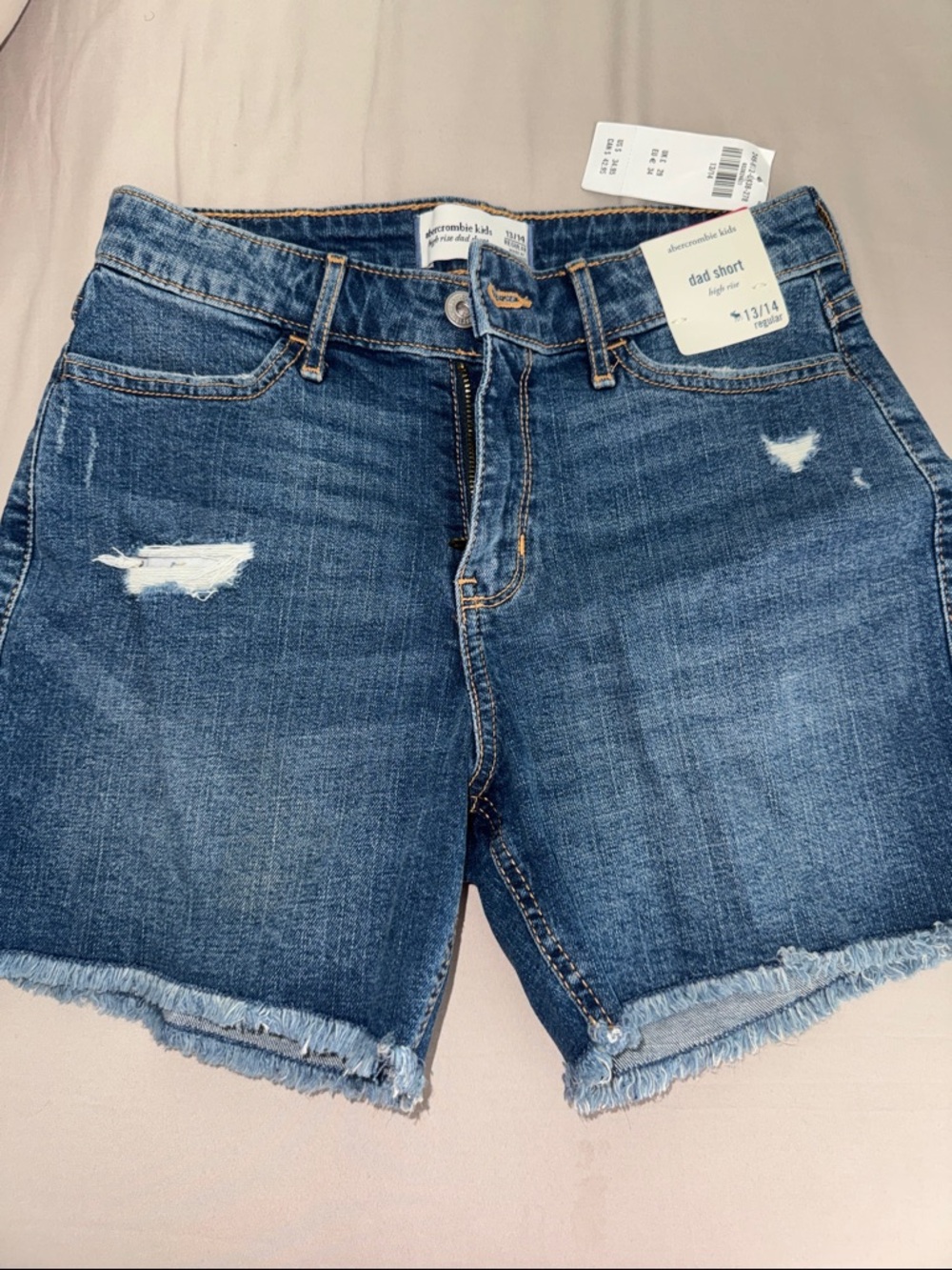 Abercrombie & Fitch Blue Distressed Denim Dad Short - girls